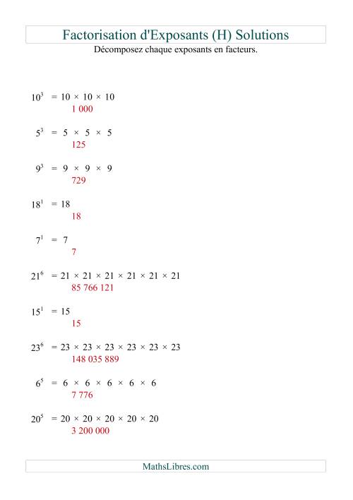 Décomposition de nombres en facteurs premiers (base 5 à 25; exposant 1 à 6) (H) page 2