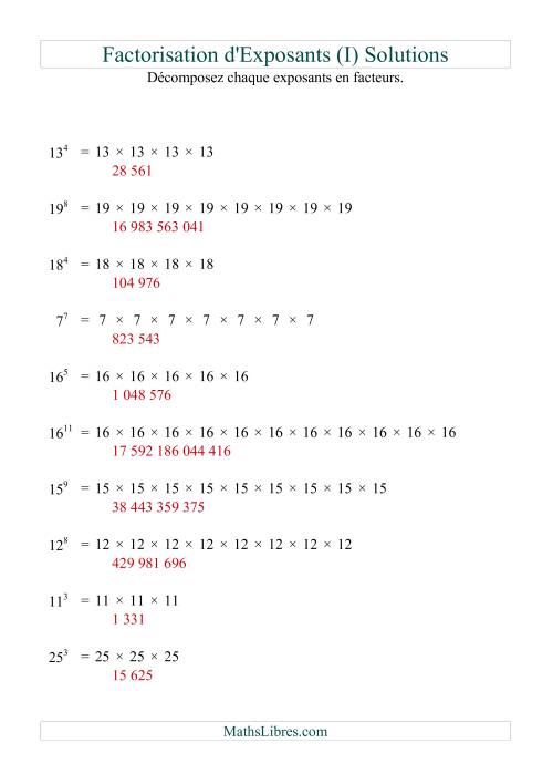 Décomposition de nombres en facteurs premiers (base 5 à 25; exposant 1 à 12) (I) page 2
