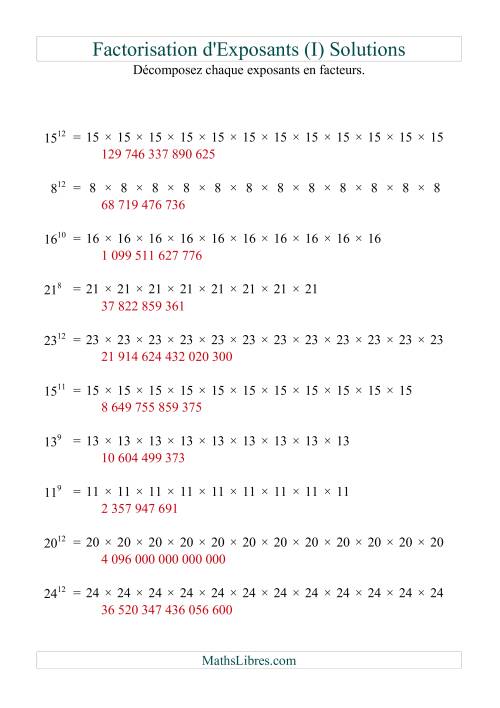 Décomposition de nombres en facteurs premiers (base 5 à 25; exposant 7 à 12) (I) page 2