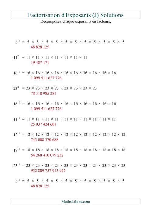 Décomposition de nombres en facteurs premiers (base 5 à 25; exposant 7 à 12) (J) page 2