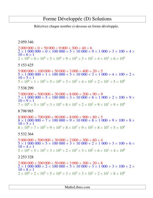 Écriture de nombres en forme dévoleppée 1 000 000 à 9 999 999 (version SI) (D) page 2
