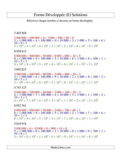 Écriture de nombres en forme dévoleppée 1 000 000 à 9 999 999 (version SI) (E) page 2