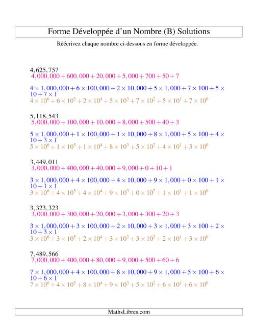 Écriture de nombres en forme dévoleppée 1,000,000 à 9,999,999 (version US) (B) page 2