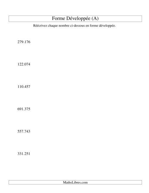 Écriture de nombres en forme dévoleppée 100.000 à 999.999 (version EU) (A)