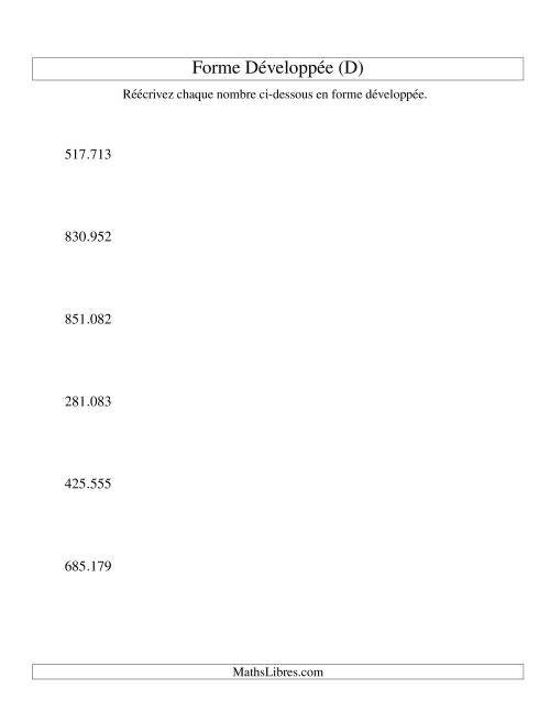Écriture de nombres en forme dévoleppée 100.000 à 999.999 (version EU) (D)