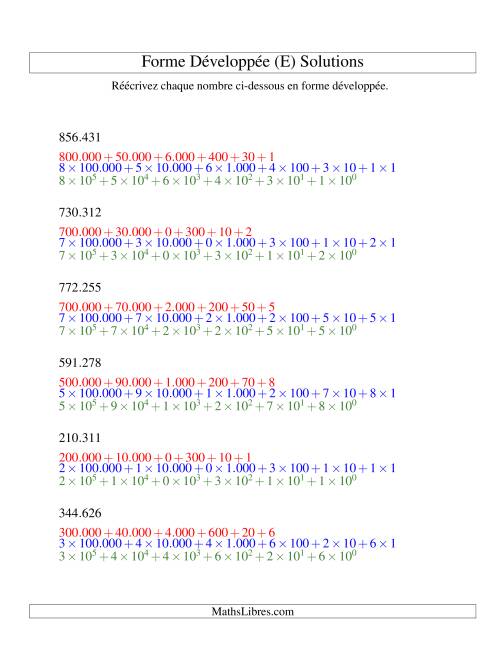 Écriture de nombres en forme dévoleppée 100.000 à 999.999 (version EU) (E) page 2