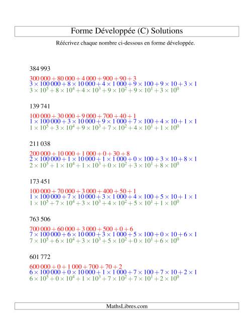 Écriture de nombres en forme dévoleppée 100 000 à 999 999 (version SI) (C) page 2