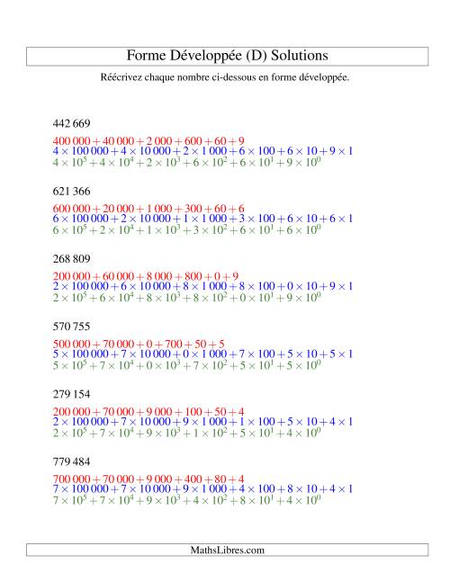 Écriture de nombres en forme dévoleppée 100 000 à 999 999 (version SI) (D) page 2