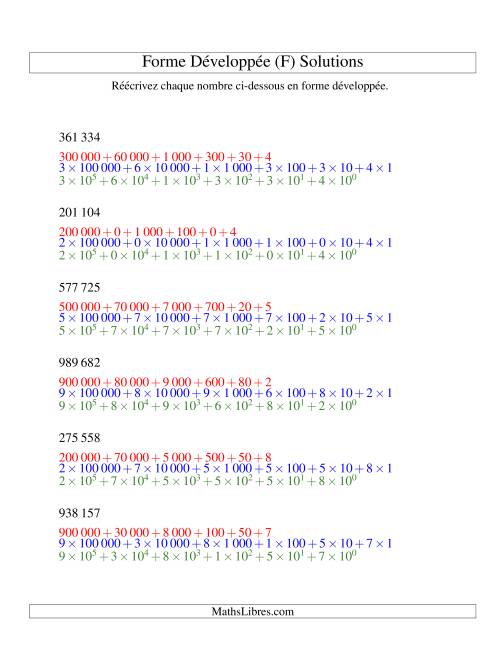 Écriture de nombres en forme dévoleppée 100 000 à 999 999 (version SI) (F) page 2