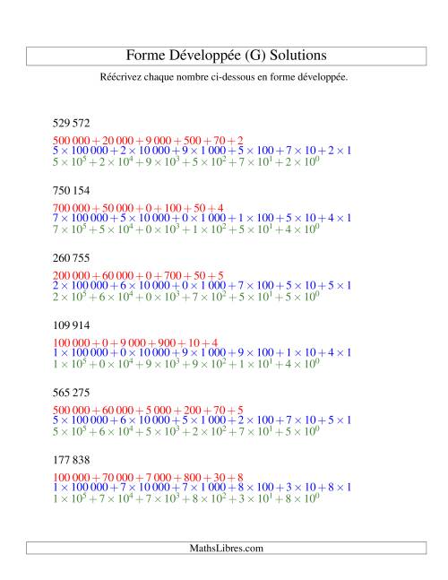 Écriture de nombres en forme dévoleppée 100 000 à 999 999 (version SI) (G) page 2