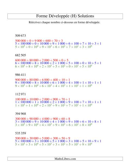 Écriture de nombres en forme dévoleppée 100 000 à 999 999 (version SI) (H) page 2