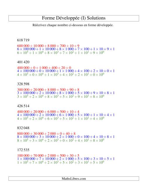 Écriture de nombres en forme dévoleppée 100 000 à 999 999 (version SI) (I) page 2
