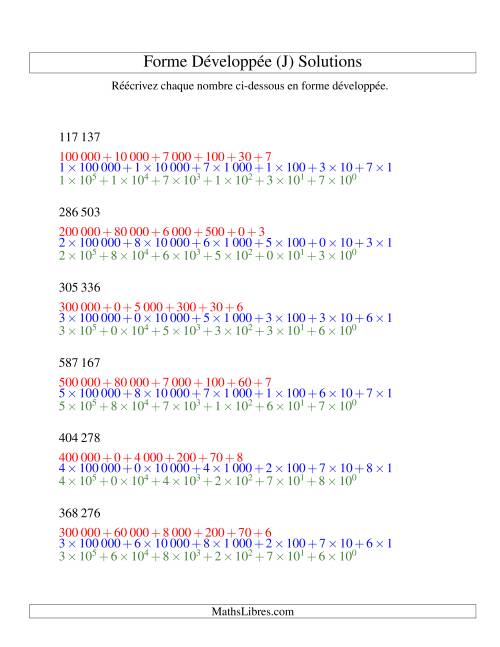Écriture de nombres en forme dévoleppée 100 000 à 999 999 (version SI) (J) page 2