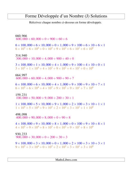Écriture de nombres en forme dévoleppée 100,000 à 999,999 (version US) (J) page 2