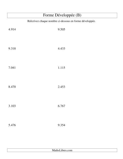 Écriture de nombres en forme dévoleppée 1.000 à 9.999 (version EU) (B)