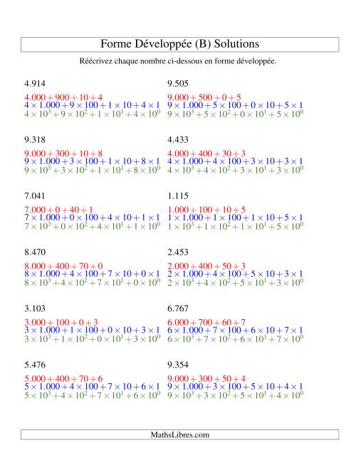 Écriture de nombres en forme dévoleppée 1.000 à 9.999 (version EU) (B) page 2