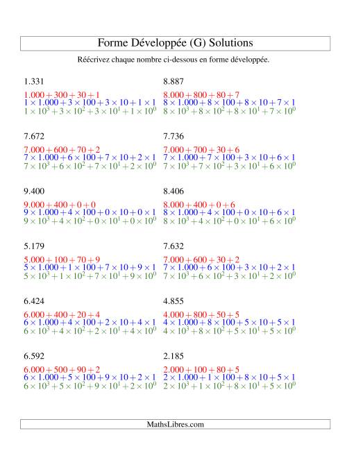Écriture de nombres en forme dévoleppée 1.000 à 9.999 (version EU) (G) page 2