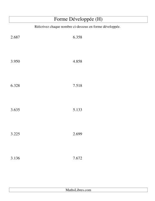 Écriture de nombres en forme dévoleppée 1.000 à 9.999 (version EU) (H)