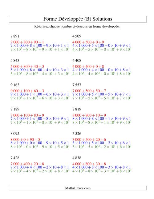 Écriture de nombres en forme dévoleppée 1 000 à 9 999 (version SI) (B) page 2
