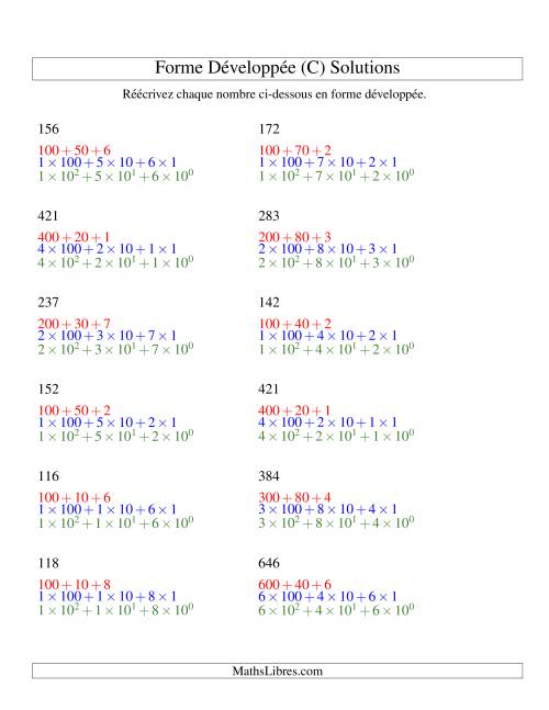 Écriture de nombres en forme dévoleppée 100 à 999 (C) page 2
