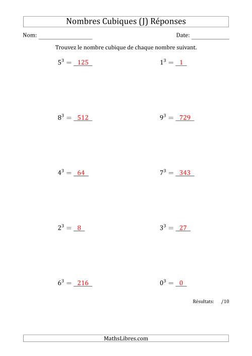 Nombres Cubiques de 0 à 9 (J) page 2