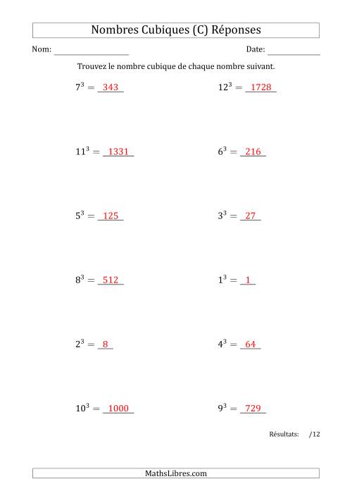 Nombres Cubiques de 1 à 12 (C) page 2