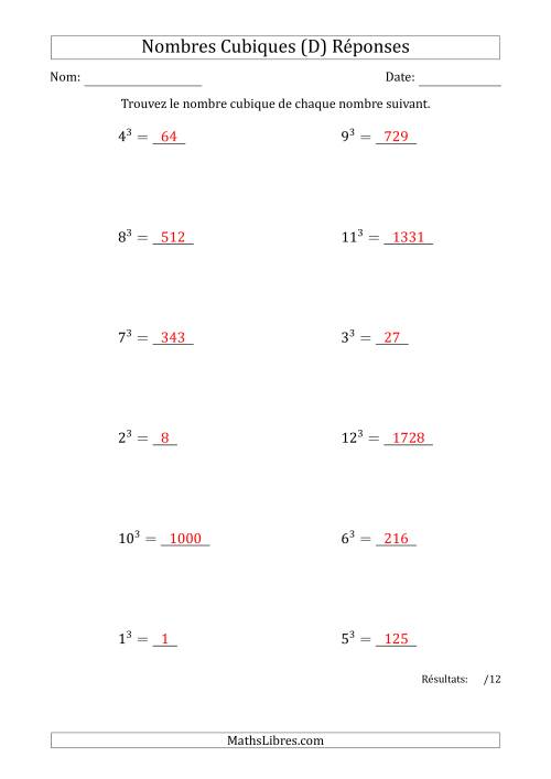 Nombres Cubiques de 1 à 12 (D) page 2