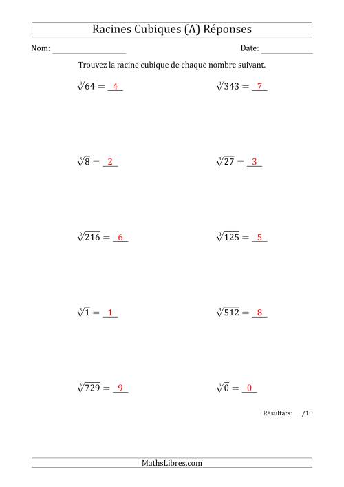 Racines Cubiques de 0 à 9 (A) page 2