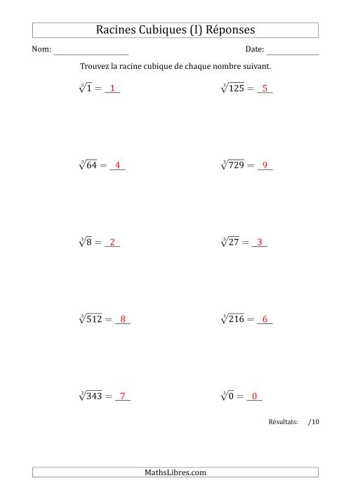 Racines Cubiques de 0 à 9 (I) page 2