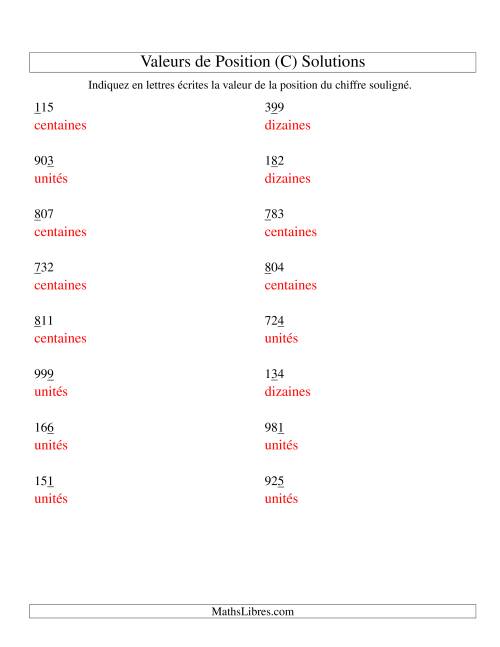 Valeurs de position (unités aux centaines) (C) page 2