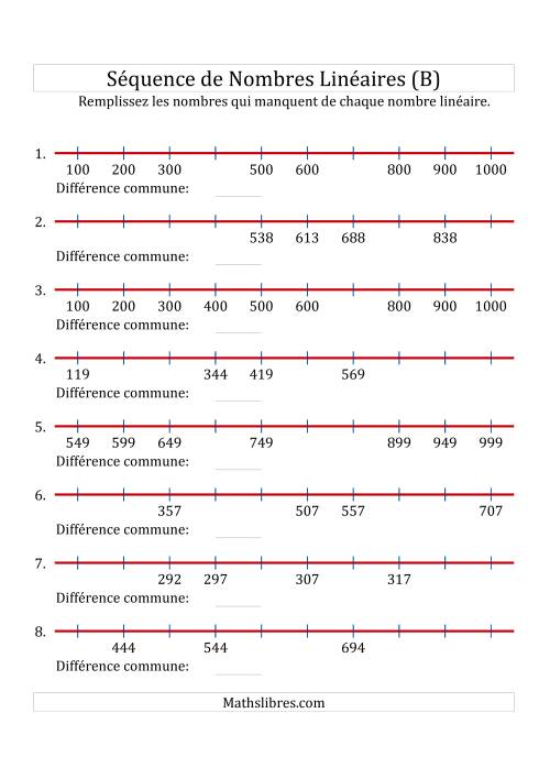 Séquence Personnalisée de Nombres Linéaires Croissants (De 100 à 1 000) (B)