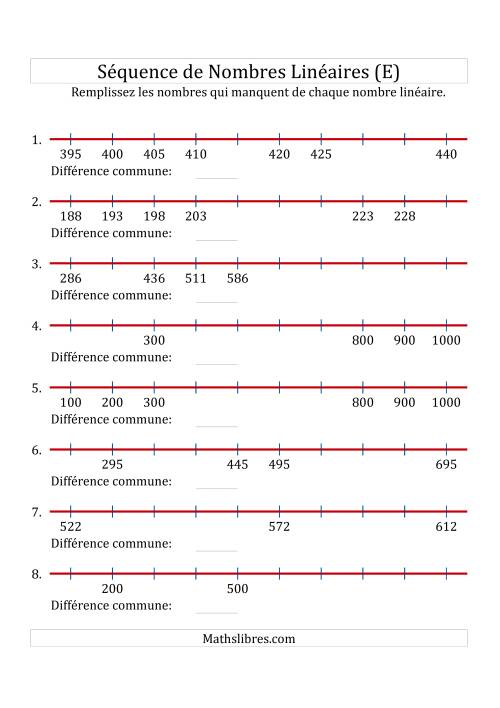 Séquence Personnalisée de Nombres Linéaires Croissants (De 100 à 1 000) (E)