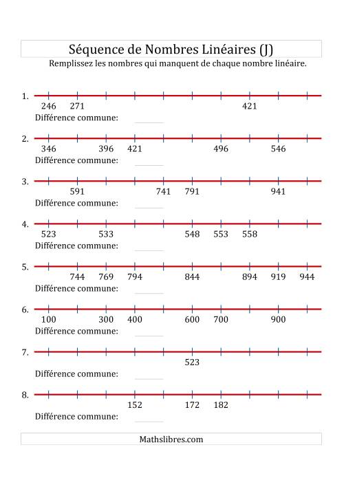 Séquence Personnalisée de Nombres Linéaires Croissants (De 100 à 1 000) (J)