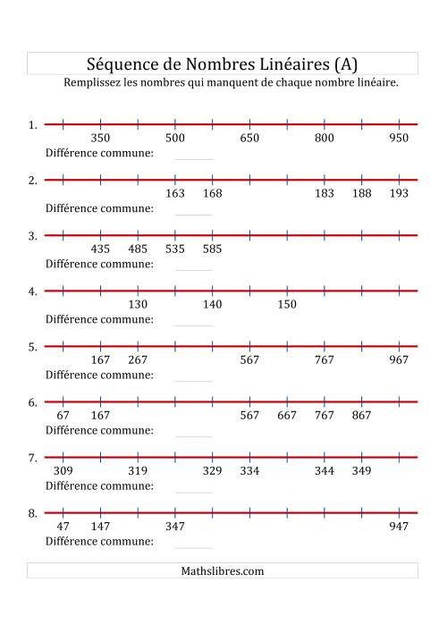 Séquence Personnalisée de Nombres Linéaires Croissants (Maximum 1 000) (A)