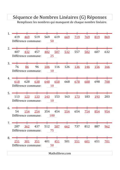 Séquence Personnalisée de Nombres Linéaires Croissants (Maximum 1 000) (G) page 2
