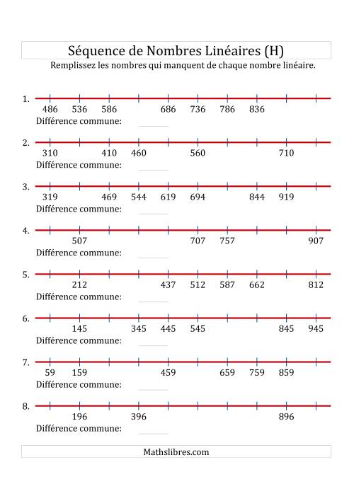 Séquence Personnalisée de Nombres Linéaires Croissants (Maximum 1 000) (H)