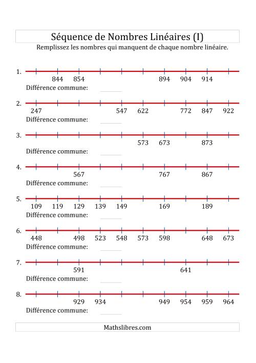 Séquence Personnalisée de Nombres Linéaires Croissants (Maximum 1 000) (I)