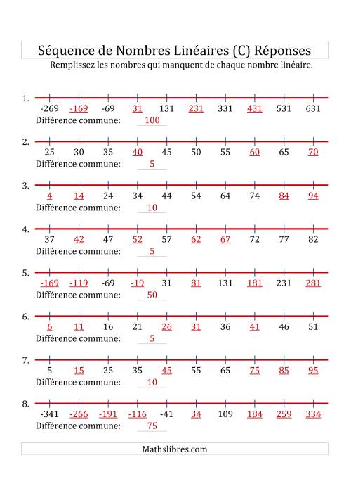 Séquence Personnalisée de Nombres Linéaires Croissants (Maximum 100) (C) page 2