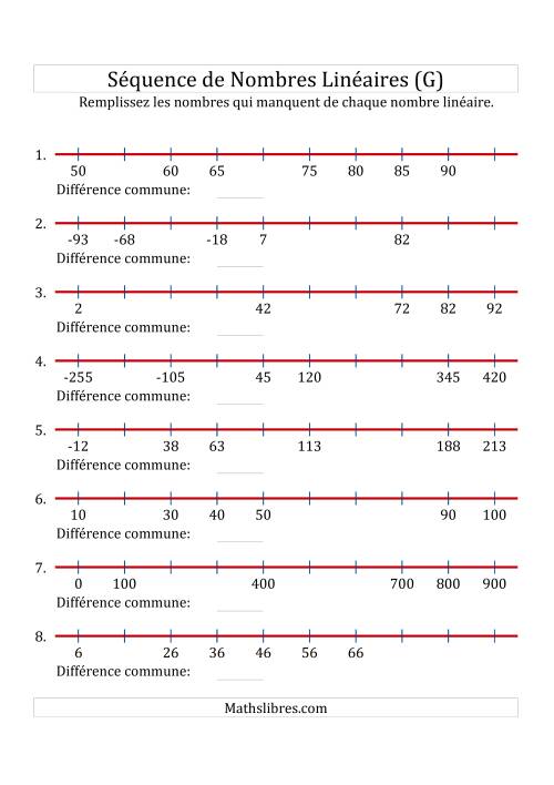 Séquence Personnalisée de Nombres Linéaires Croissants (Maximum 100) (G)