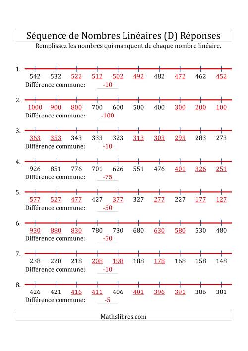 Séquence Personnalisée de Nombres Linéaires Décroissants (De 100 à 1 000) (D) page 2