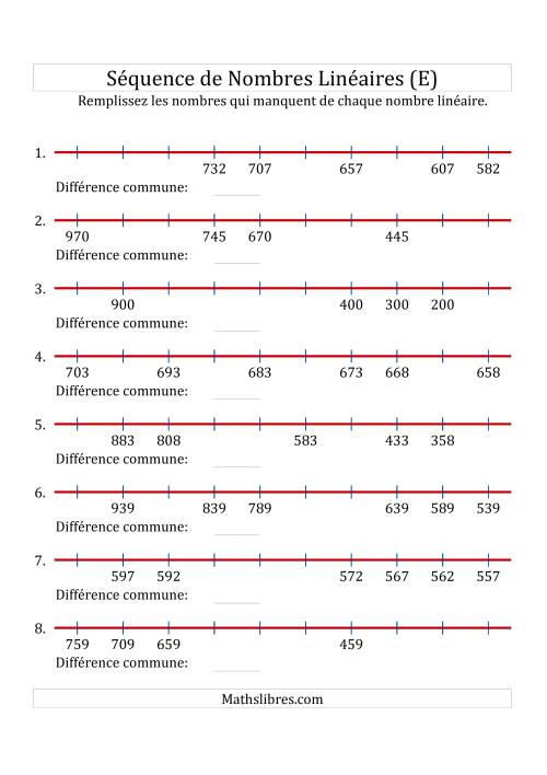Séquence Personnalisée de Nombres Linéaires Décroissants (De 100 à 1 000) (E)