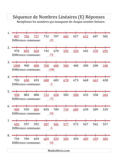 Séquence Personnalisée de Nombres Linéaires Décroissants (De 100 à 1 000) (E) page 2