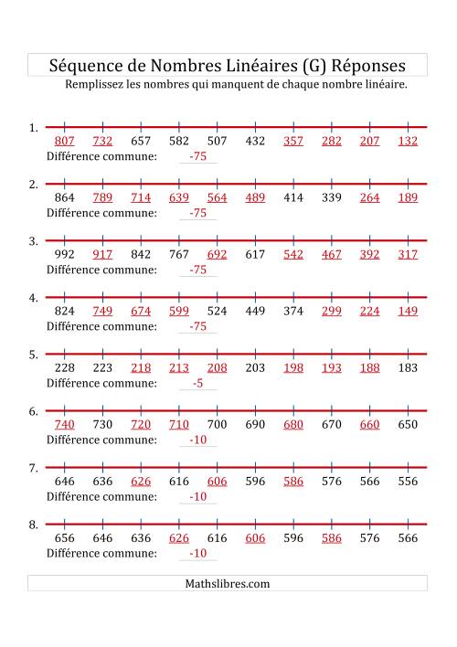 Séquence Personnalisée de Nombres Linéaires Décroissants (De 100 à 1 000) (G) page 2