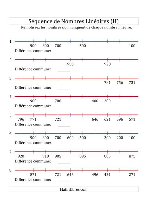 Séquence Personnalisée de Nombres Linéaires Décroissants (De 100 à 1 000) (H)