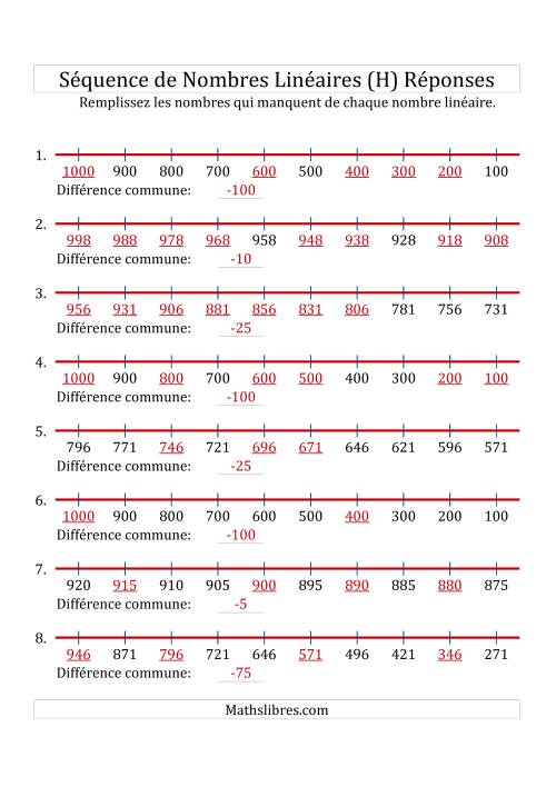 Séquence Personnalisée de Nombres Linéaires Décroissants (De 100 à 1 000) (H) page 2