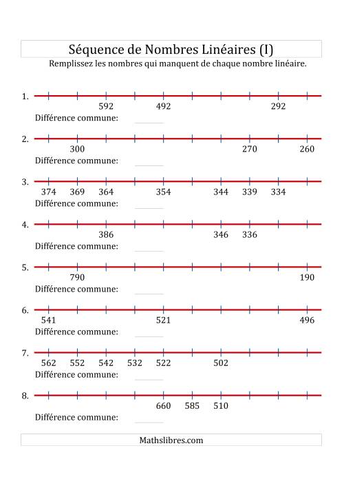 Séquence Personnalisée de Nombres Linéaires Décroissants (De 100 à 1 000) (I)