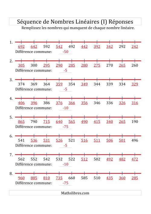 Séquence Personnalisée de Nombres Linéaires Décroissants (De 100 à 1 000) (I) page 2