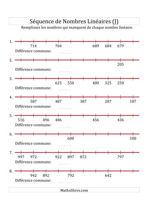 Séquence Personnalisée de Nombres Linéaires Décroissants (De 100 à 1 000) (J)