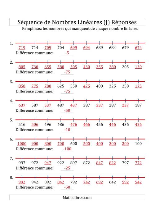Séquence Personnalisée de Nombres Linéaires Décroissants (De 100 à 1 000) (J) page 2