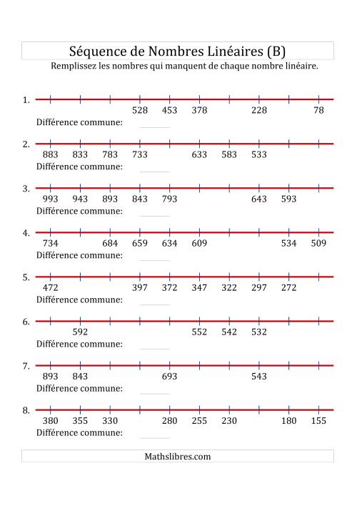 Séquence Personnalisée de Nombres Linéaires Décroissants (Maximum 1 000) (B)